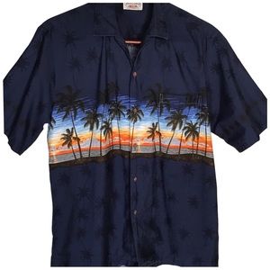 Pacific Legend Mens Hawaiian Short Sleeve Shirt Extra Large (XL) Palm Trees